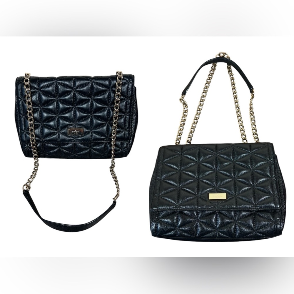 kate spade Quilted Black Leather Chain Shoulder Bag
